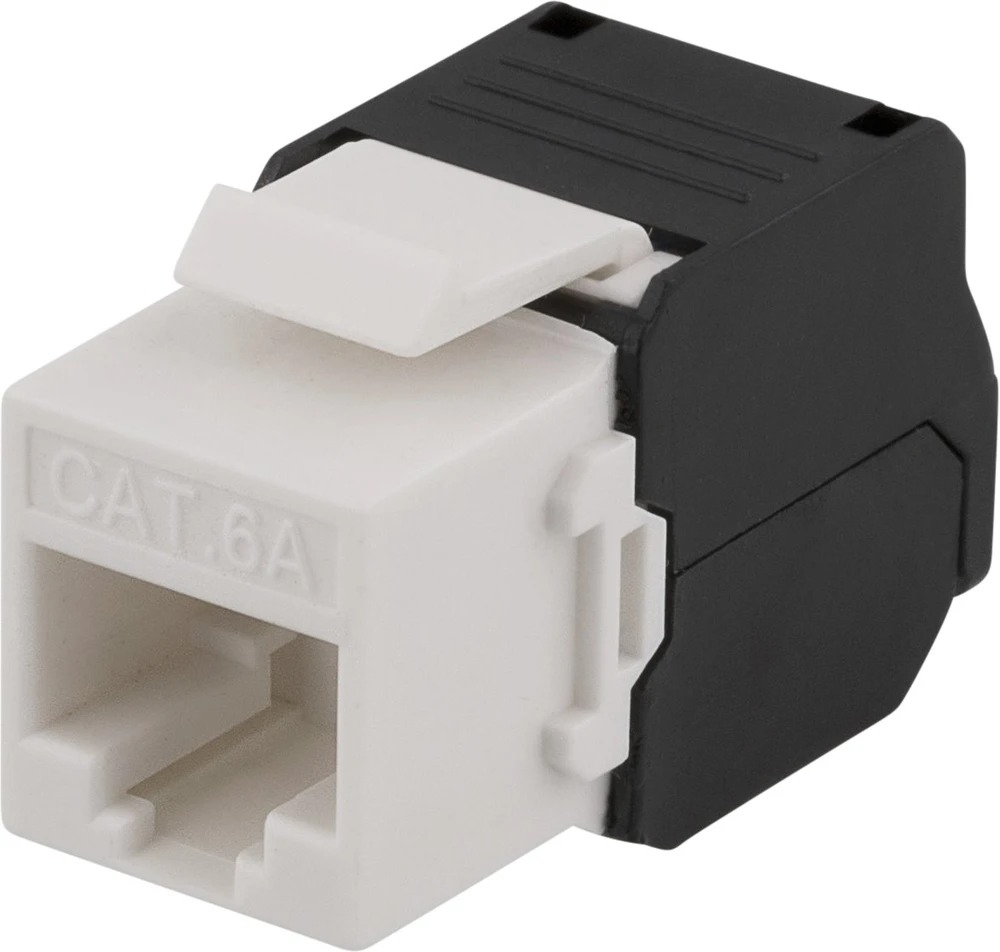 Cat6A "Keystone" lizdas, tuščio skląsčio jungtis, plastikinis DELTACO baltas / MD-120