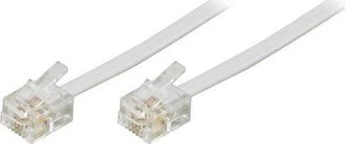 DELTACO telefono kabelis RJ11-RJ11 vyriškas / vyriškas 5m, baltas