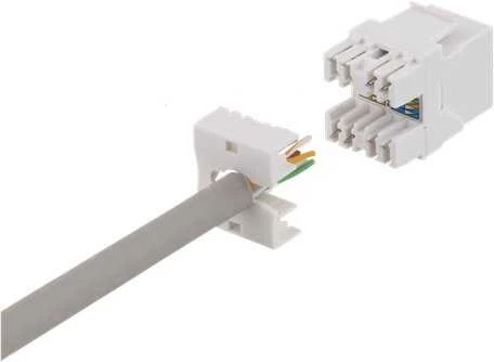 Cat6 "Keystone" jungtis, LSA / 110 jungtis, plastikinis, 180 DELTACO baltas / MD-118