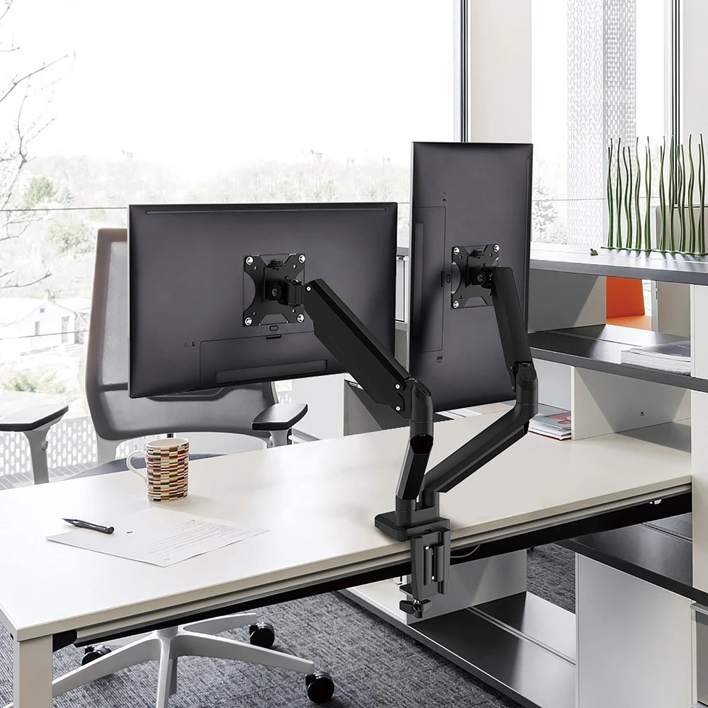 Stalinis laikiklis DELTACO OFFICE su dujine spyruokle 17"-32", 1,5-8kg, 75x75-100x100DE / ARM-0351