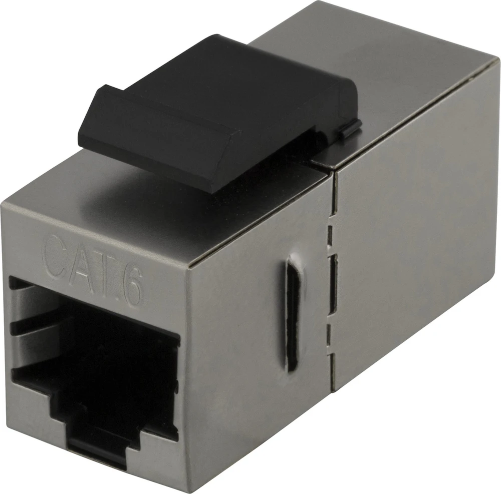 DELTACO Cat6 "Keystone" jungtis, ekranuotas, 2xRJ45,, 180, Metalinis / MD-126