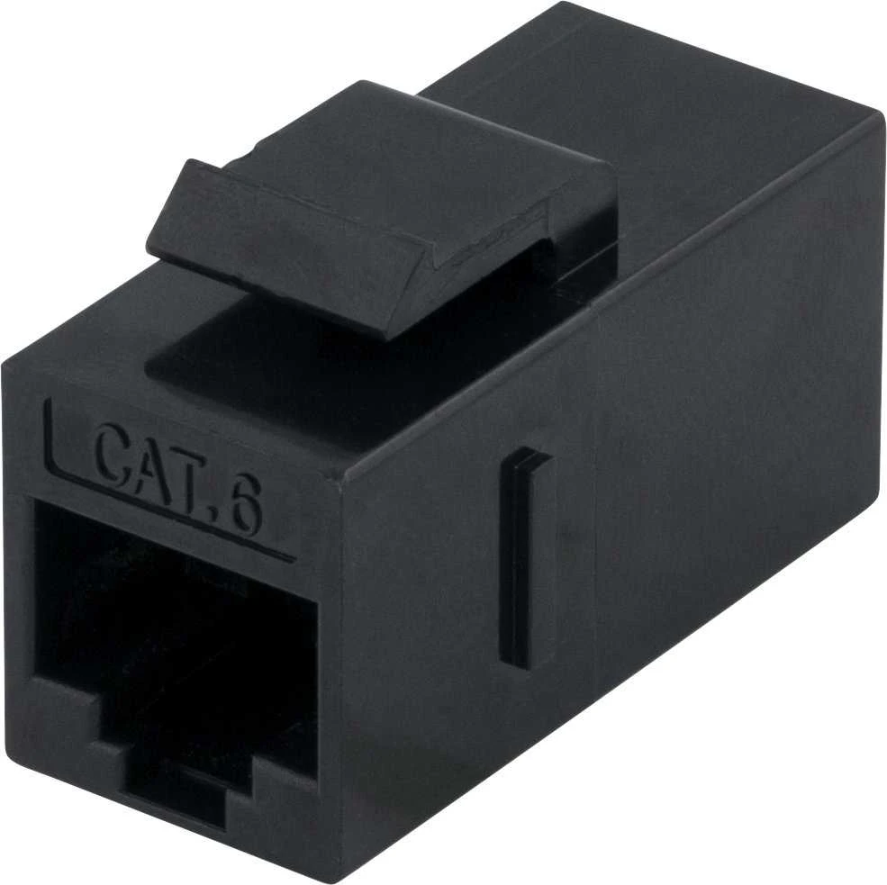 Cat6 "Keystone" jungtis, neekranuota, 2xRJ45, plastikinė, 180 DELTACO juoda / MD-125