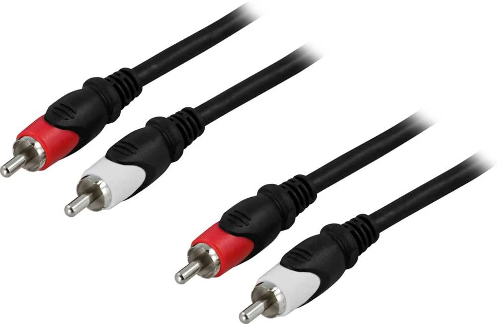 Deltaco 2xRCA audio laidas su raudonomis ir baltomis jungtimis