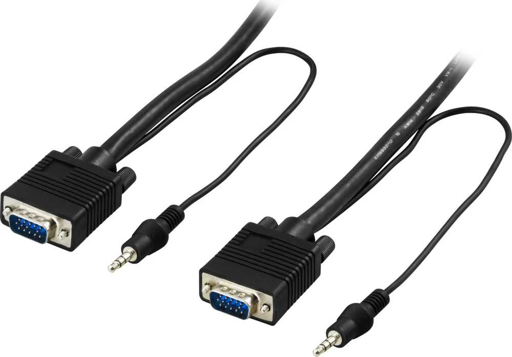 Deltaco VGA ir 3.5mm audio kabelis, 5 metrų