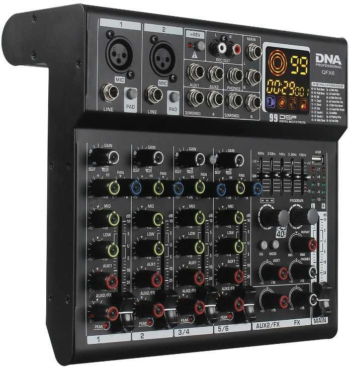 Dna Professional DNA QFX6 analoginis garso maišytuvas, 6 kanalų, „Bluetooth“