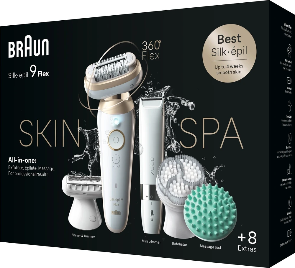Epiliatorius Braun Silk•épil 9 Flex SkinSpa SES9-481 3D, aukso sp./balta sp.