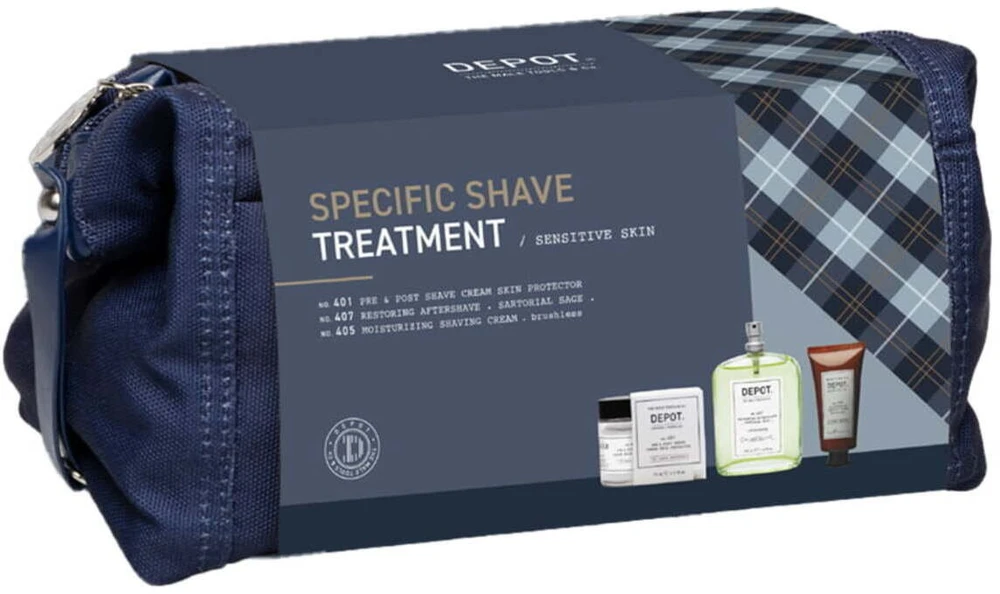 Depot Set Depot: 400 Shave Specifics No. 401, Soothing, Pre & Post Shaving Kremas, 75 ml + 400 Shave Specifics No. 407, Pro-Vitamin B5, Restoring & Refreshing, After-Shave Lotion, 100 ml + 400 Shave Specifics No. 405, Allantoin, Moisturizing, Shaving Kremas