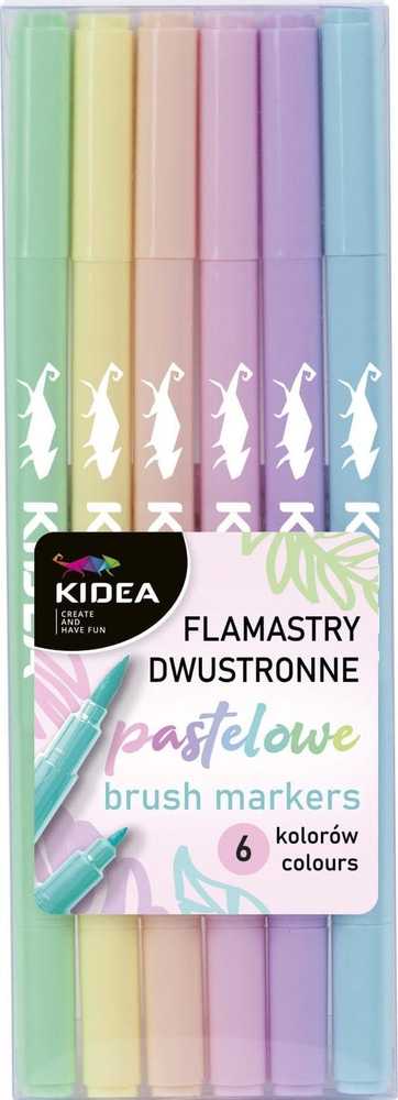 Derform Dvipusiai pasteliniai žymekliai, 6 spalvų KIDEA