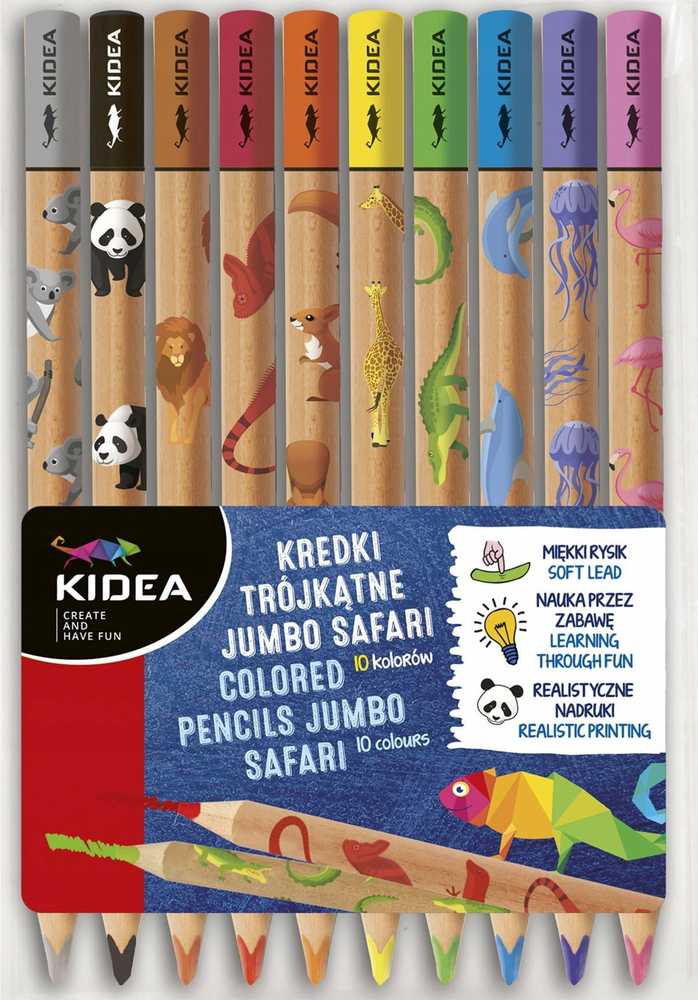 Kidea Olo trikampiai pieštukai 10 spalvų