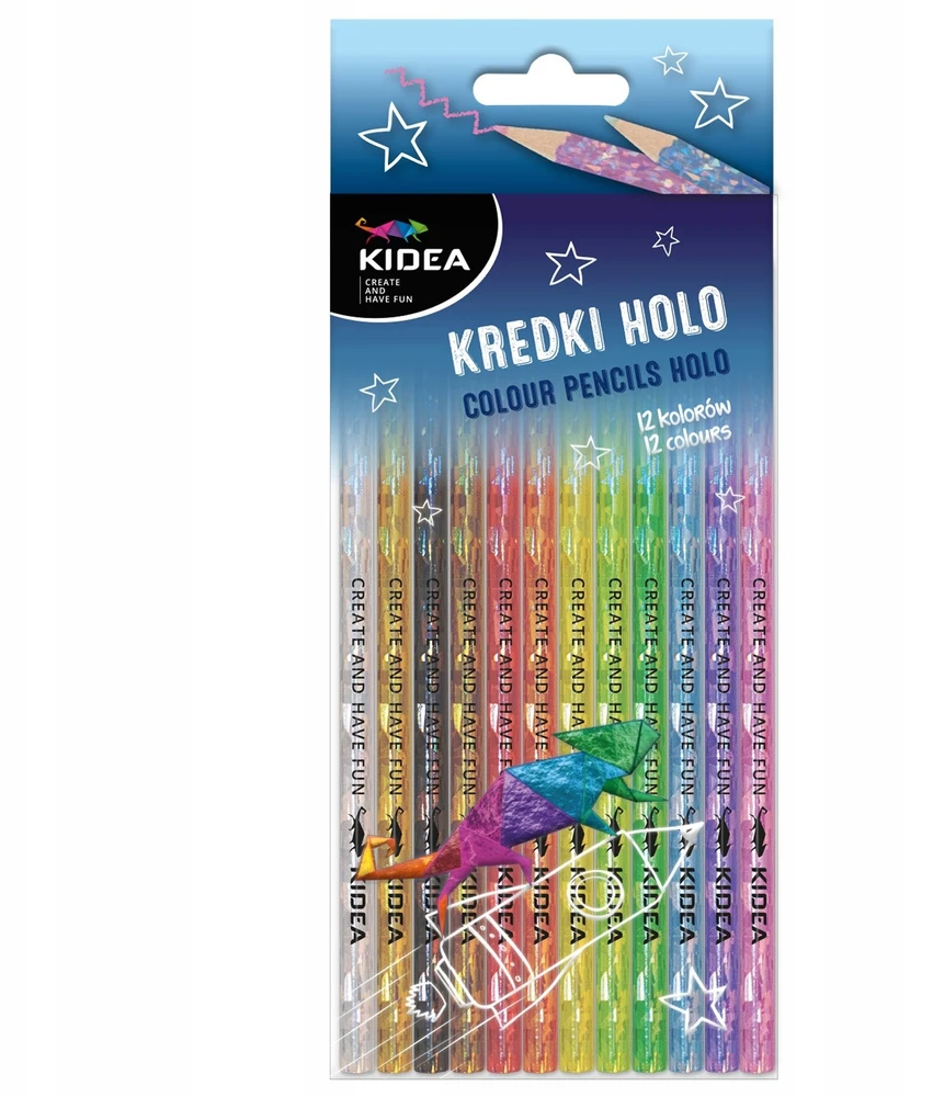 Holo kreidelės 12 spalvų KIDEA - DERFORM