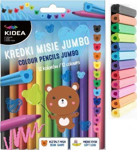 Kidea Jumbo pieštukai "meškučiai" 12 spalvų