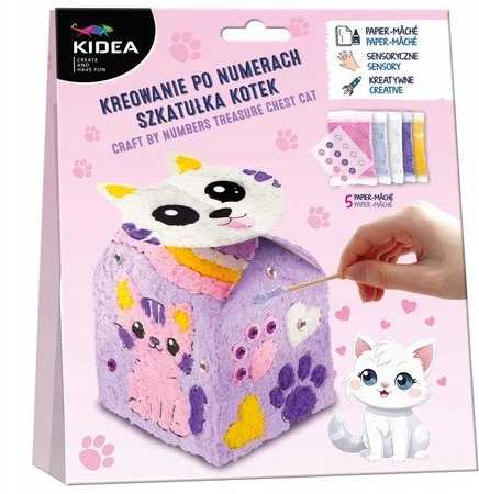 Derform Kidea "kotek" dėžutės kūrimas pagal numerius: masė, pieštukas, deimantai