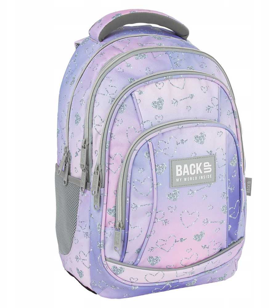 Derform Back Up Kuprinė "backup" 26l, daug skyrių, pastelės ir sidabrinės širdys