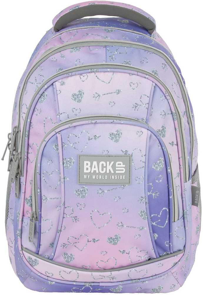 Derform Back Up Kuprinė "backup" 26l, daug skyrių, pastelės ir sidabrinės širdys