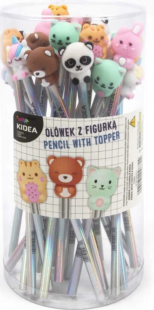 Pieštukai su gyvūnėlių figūrėlėmis Kidea indelyje