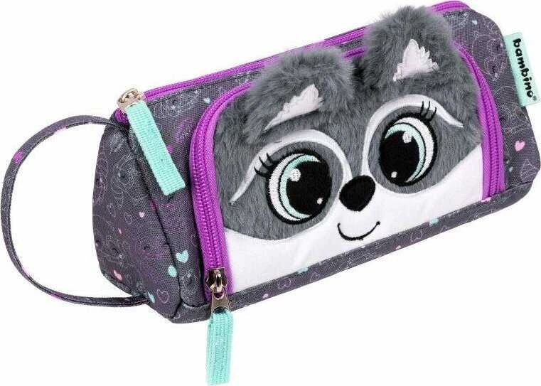 Derform pieštukų dėklas Bambino Racoon trikampis pieštukų dėklas Raccoon