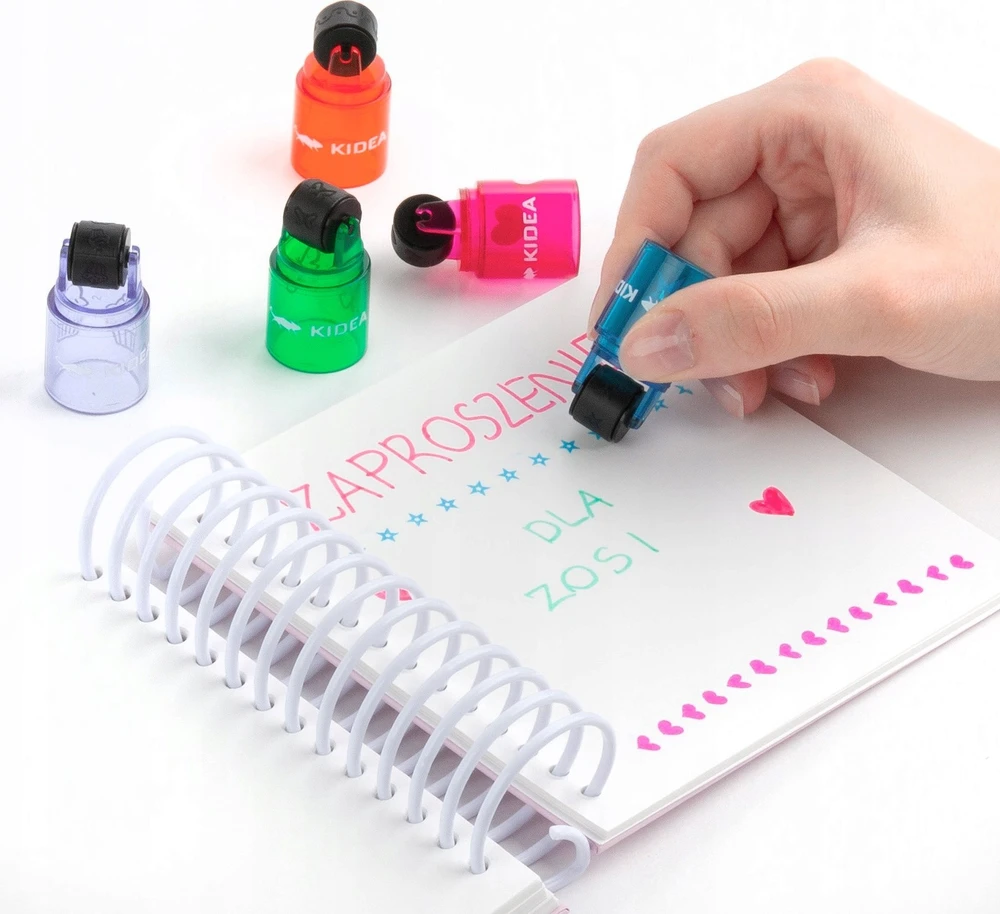 STAMP ROLLER KIDEA 5in1 antspaudai, spalvingi raštai užrašams