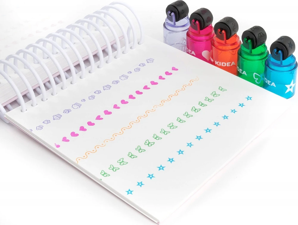 STAMP ROLLER KIDEA 5in1 antspaudai, spalvingi raštai užrašams