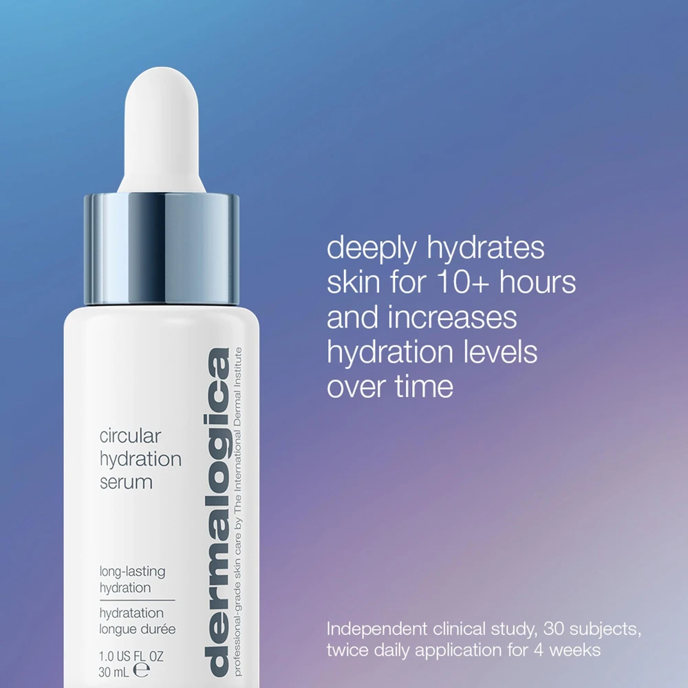 Smooth + Hydrate rinkinys Dermalogica: Daily Milkfoliant šveičiamieji milteliai, 74 g + Active Moist prebiotinis drėkinamasis kremas veidui, 50 ml + Circular Hydration hialurono rūgšties serumas veidui, 30 ml