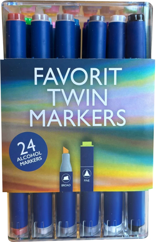 Derwent Favorit Twin Markers, Dual 2-i-1 tusch - 24 stk i æske