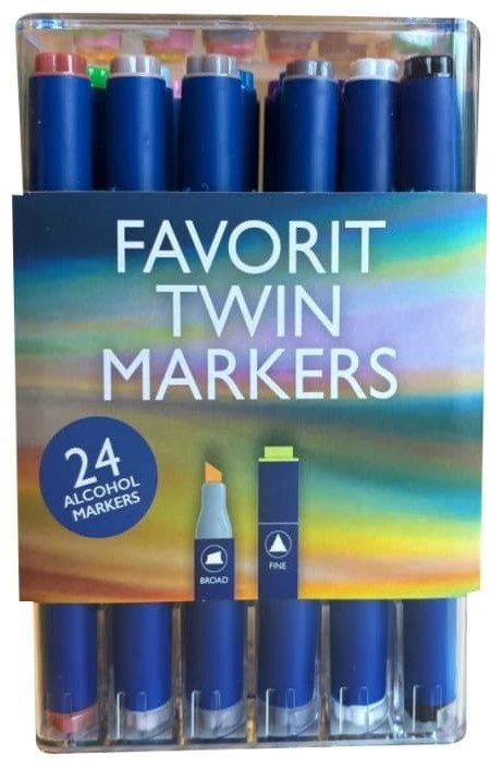 Derwent Favorit Twin Markers, Dual 2-i-1 tusch - 24 stk i æske