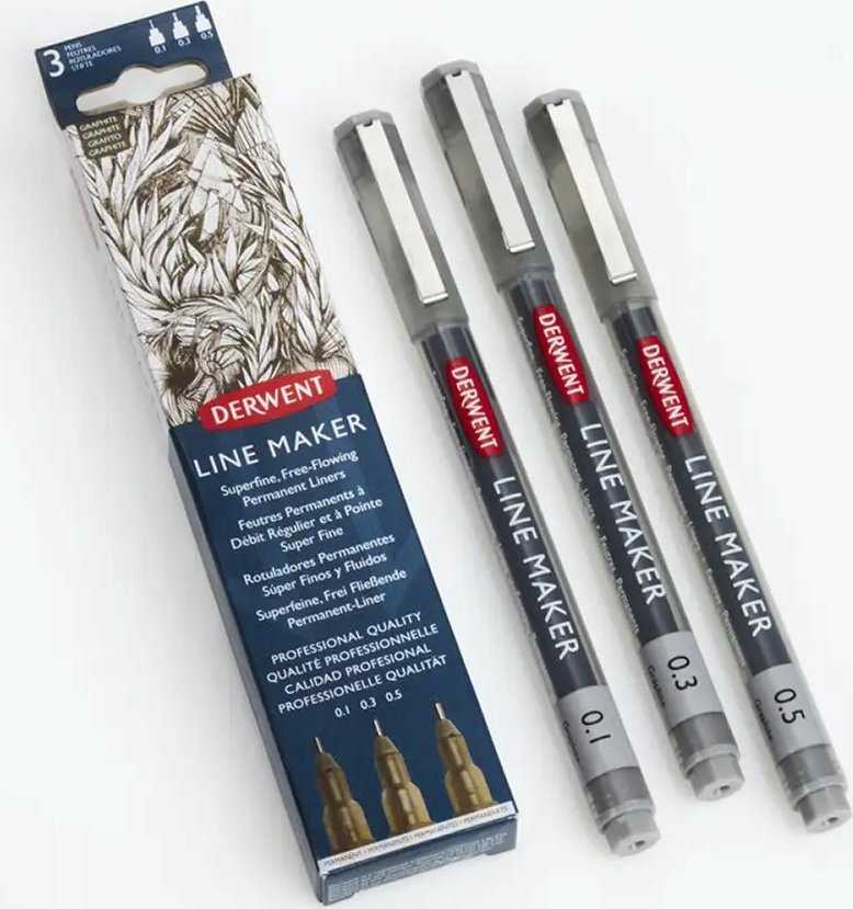 Derwent Line Maker Graphite pilkas 3 stk. (0,1 0,3 0,5)