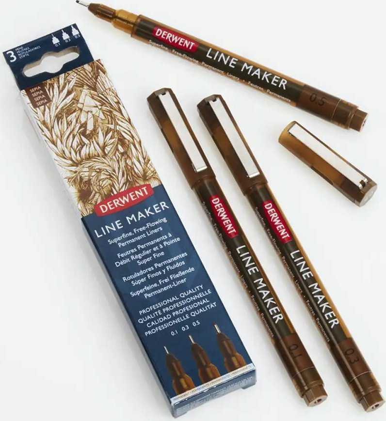 Derwent Line Maker Sepia 3 stk. (0,1 0,3 0,5)