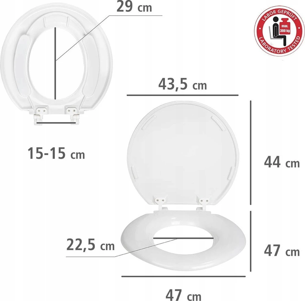 Tualeto sėdynė pagaminta iš patvaraus duroplasto TORINO XXL, WENKO