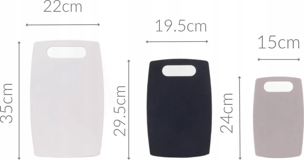 Excellent Houseware Plastikinės pjaustymo lentos, 3 spalvų rinkinys
