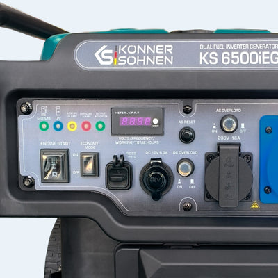 Inverterinis generatorius Könner & Söhnen KS 6500iEG, 6,5 kW, dviejų kuro rūšių, 230 V, 17 l aprašymas - Prekės nuotrauka