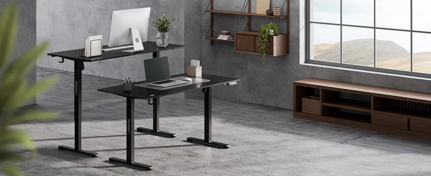 Rašomasis stalas SENSE7 NOJO LIGHT, šviesiai rudas-baltas, 120 × 60 cm aprašymas - Prekės nuotrauka