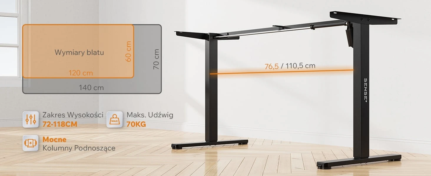 Rašomasis stalas SENSE7 NOJO LIGHT, šviesiai rudas-baltas, 120 × 60 cm aprašymas - Prekės nuotrauka