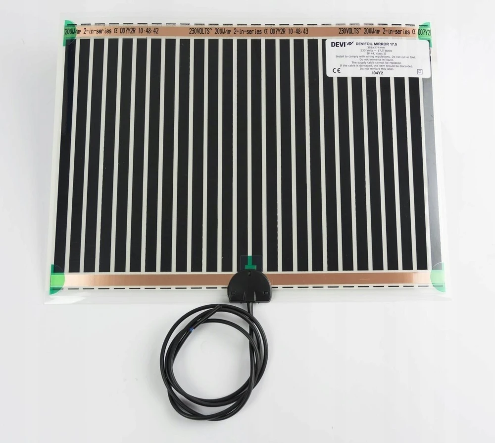 Elektrinio šildymo kilimėlis Devi, DEVIfoil Mirror, 0.3x0.4 m 17.5W veidrodžiams