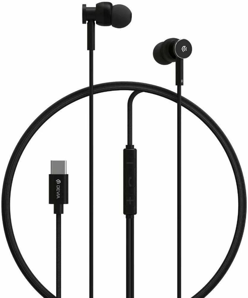 Devia laidinės ausinės Smart M1 Digital Metal USB-C juodos