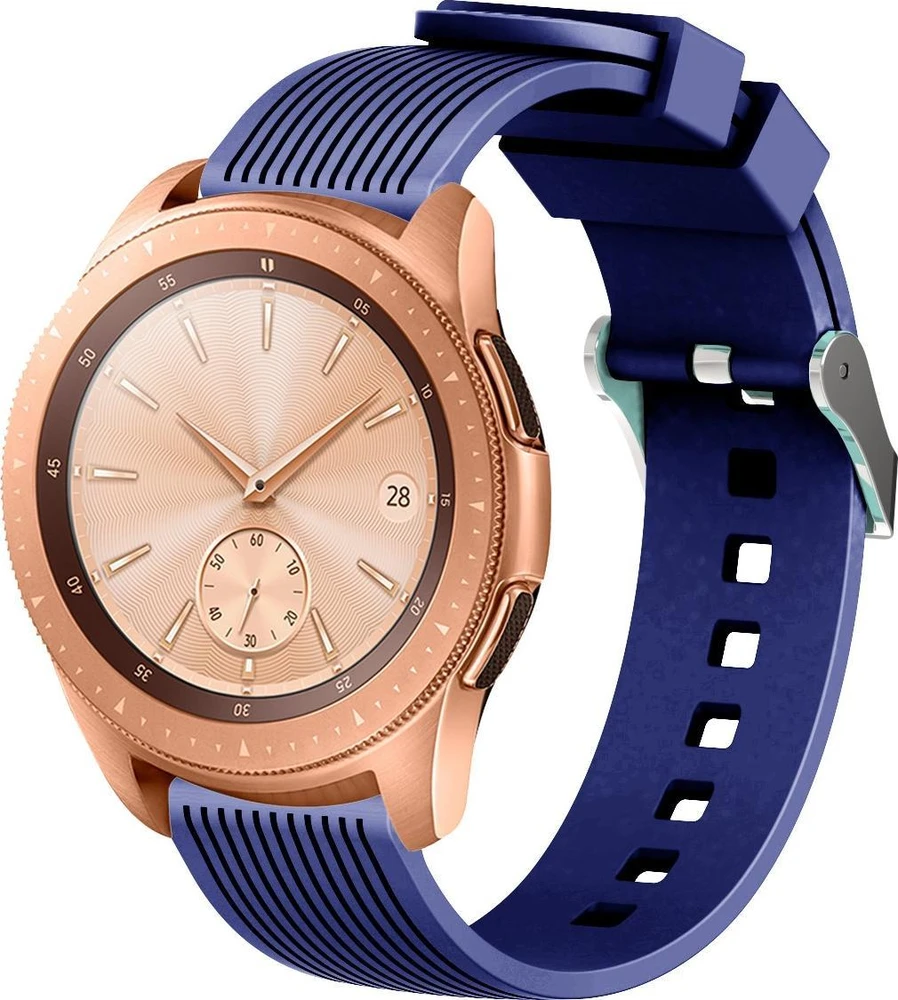 Devia apyrankė Deluxe Sport, skirta Samsung Galaxy Watch 42 mm / Watch 3 41mm / Watch 4 40 ir 44 mm / Watch 5 40 ir 44 mm / Watch 6 40 ir 44 mm (20mm), tamsiai mėlyna