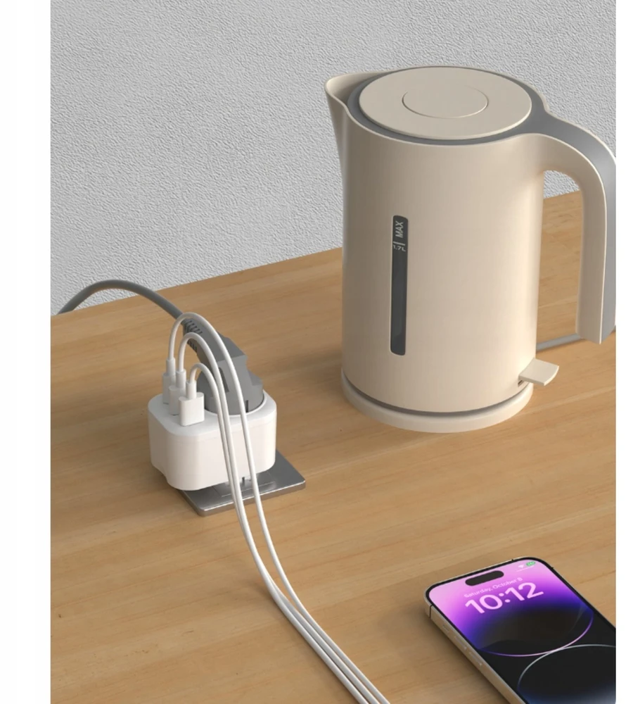 Devia maitinimo lizdo PD įkroviklis 20W 1x USB-C 2x USB 3A baltas