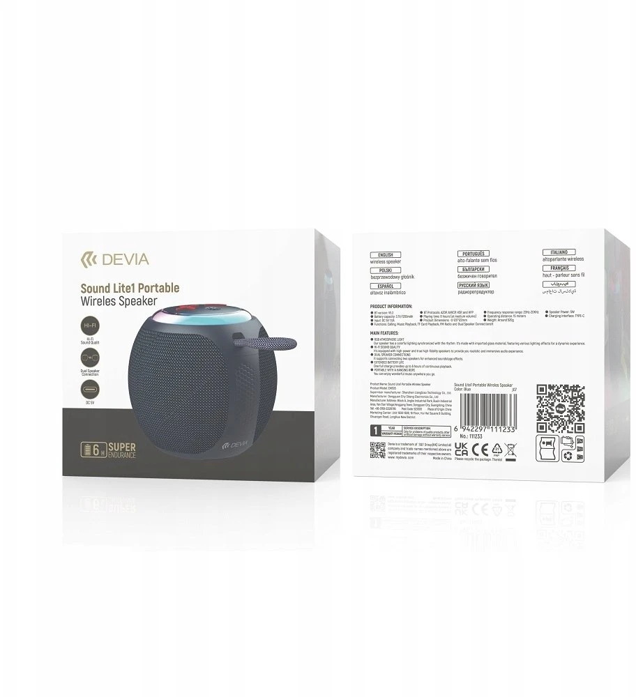 Devia Bluetooth kolonėlė Lite1 mėlynos spalvos