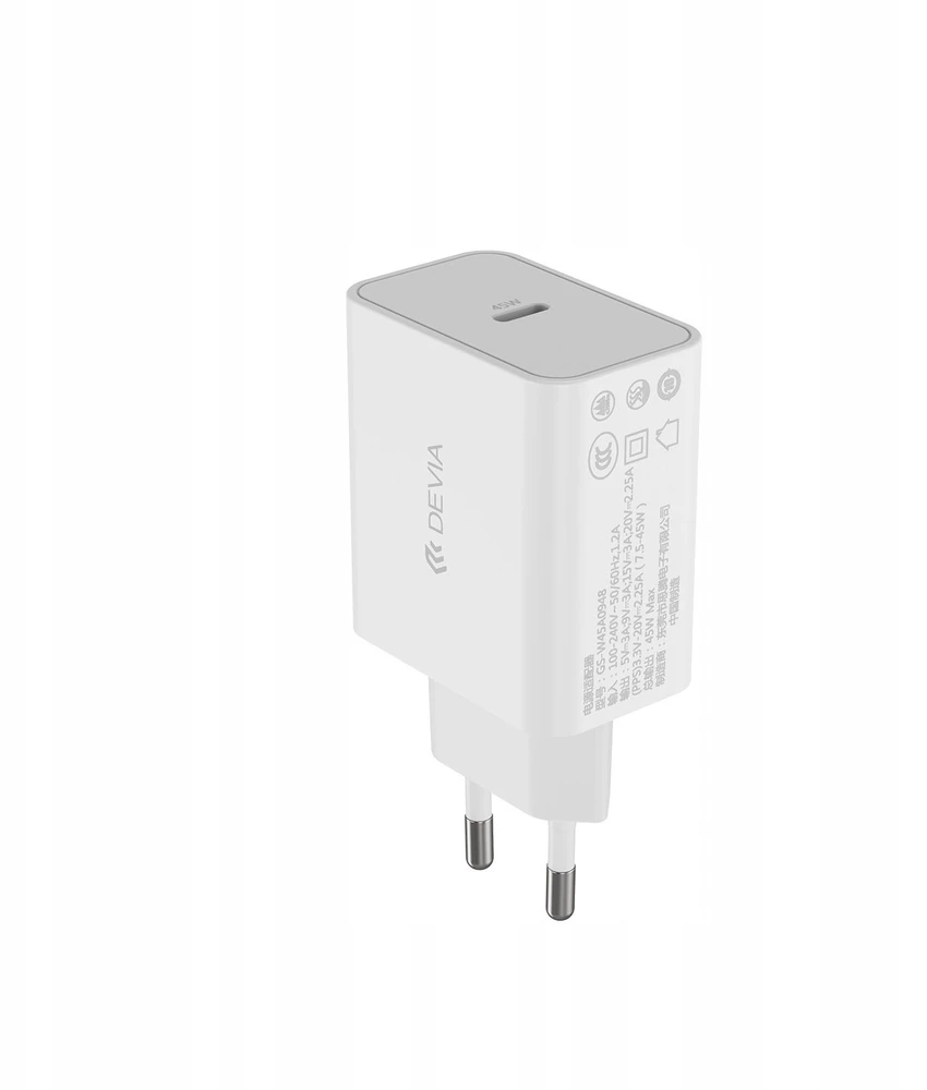 Įkroviklis Devia kroviklis jungiama į tinklą Rocket PD 45W 1x USB-C balta