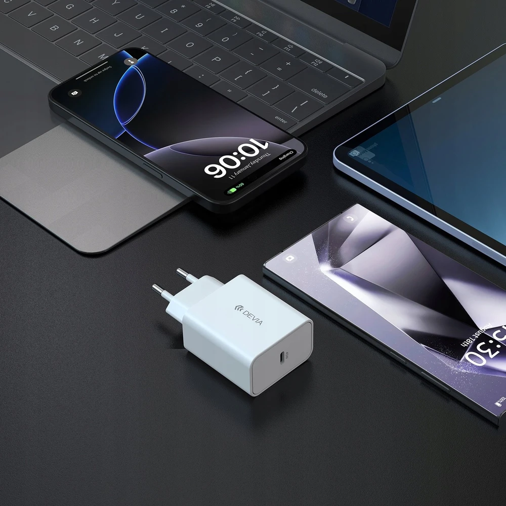 Įkroviklis Devia kroviklis jungiama į tinklą Rocket PD 45W 1x USB-C balta