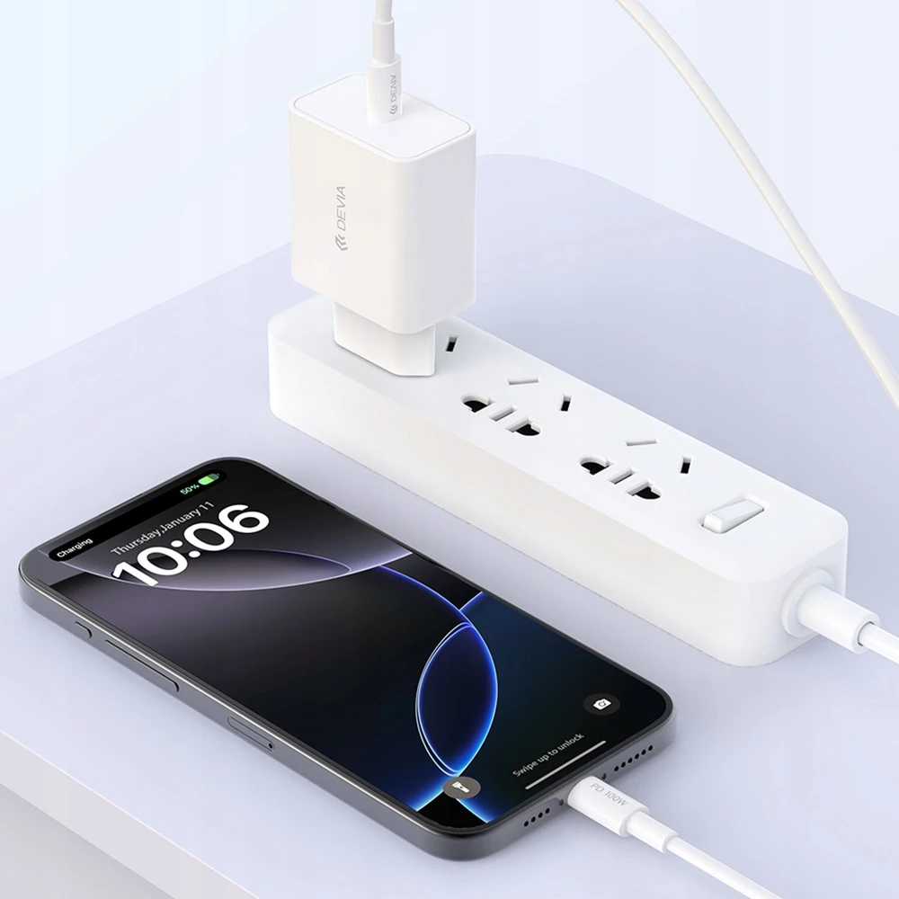 Įkroviklis Devia kroviklis jungiama į tinklą Rocket PD 45W 1x USB-C balta