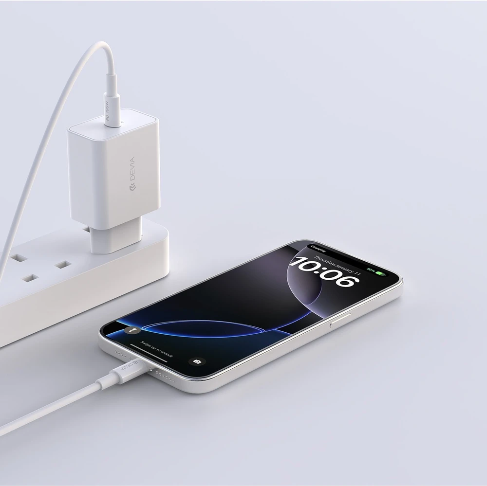 Įkroviklis Devia kroviklis jungiama į tinklą Rocket PD 45W 1x USB-C balta