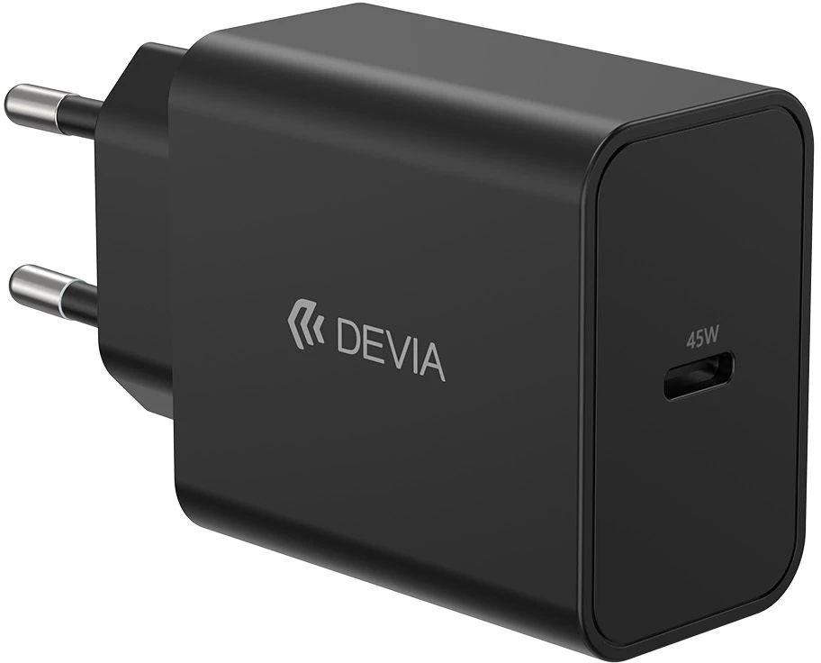 Devia sieninis įkroviklis Rocket PD 45W 1x USB-C baltas + laidas USB-C – USB-C