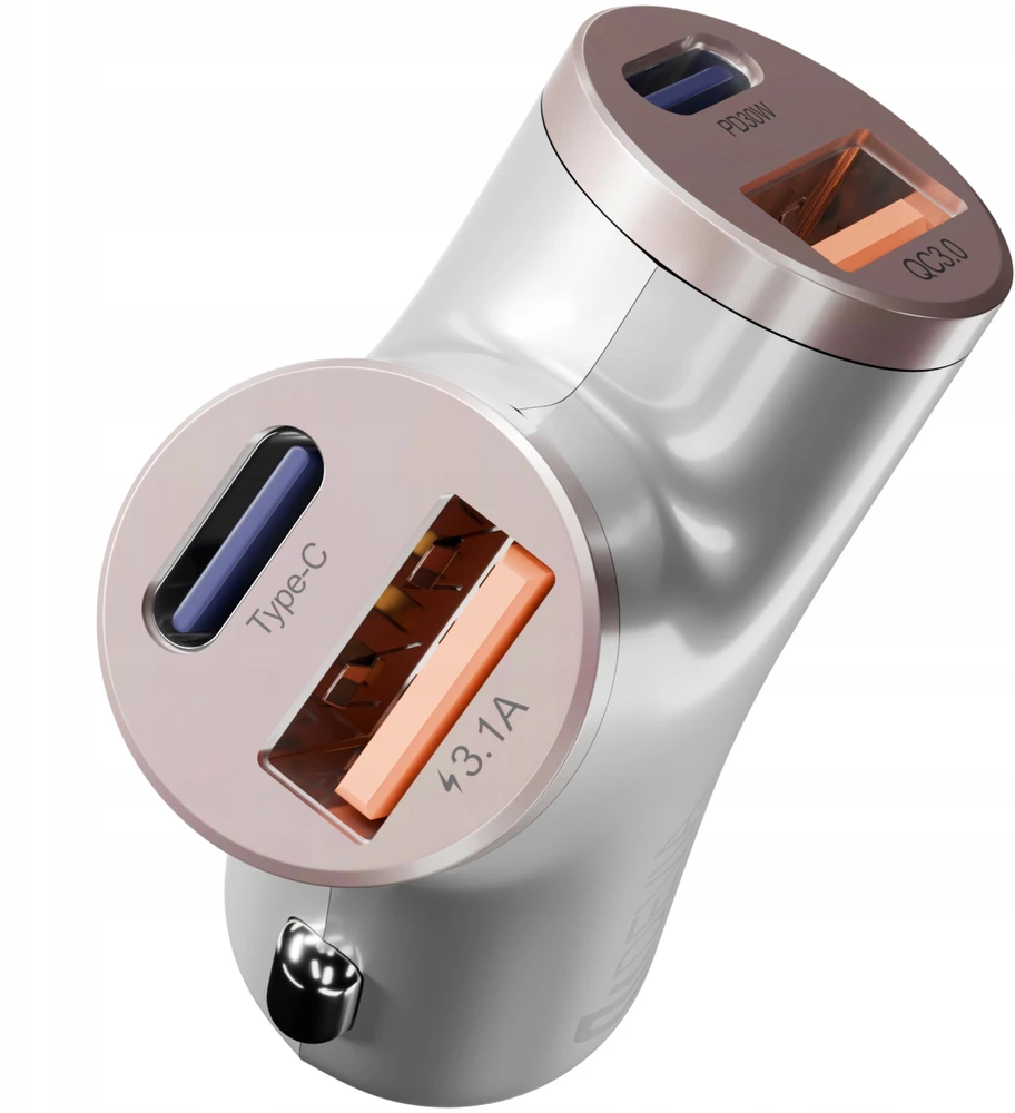 Devia automobilinis įkroviklis Extreme Metal PD 48W 2x USB 2x USB-C sidabrinis