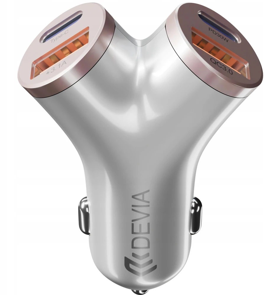 Devia automobilinis įkroviklis Extreme Metal PD 48W 2x USB 2x USB-C sidabrinis