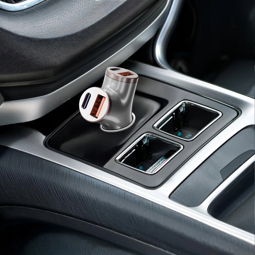 Devia automobilinis įkroviklis Extreme Metal PD 48W 2x USB 2x USB-C sidabrinis