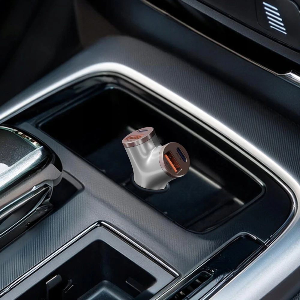 Devia automobilinis įkroviklis Extreme Metal PD 48W 2x USB 2x USB-C sidabrinis
