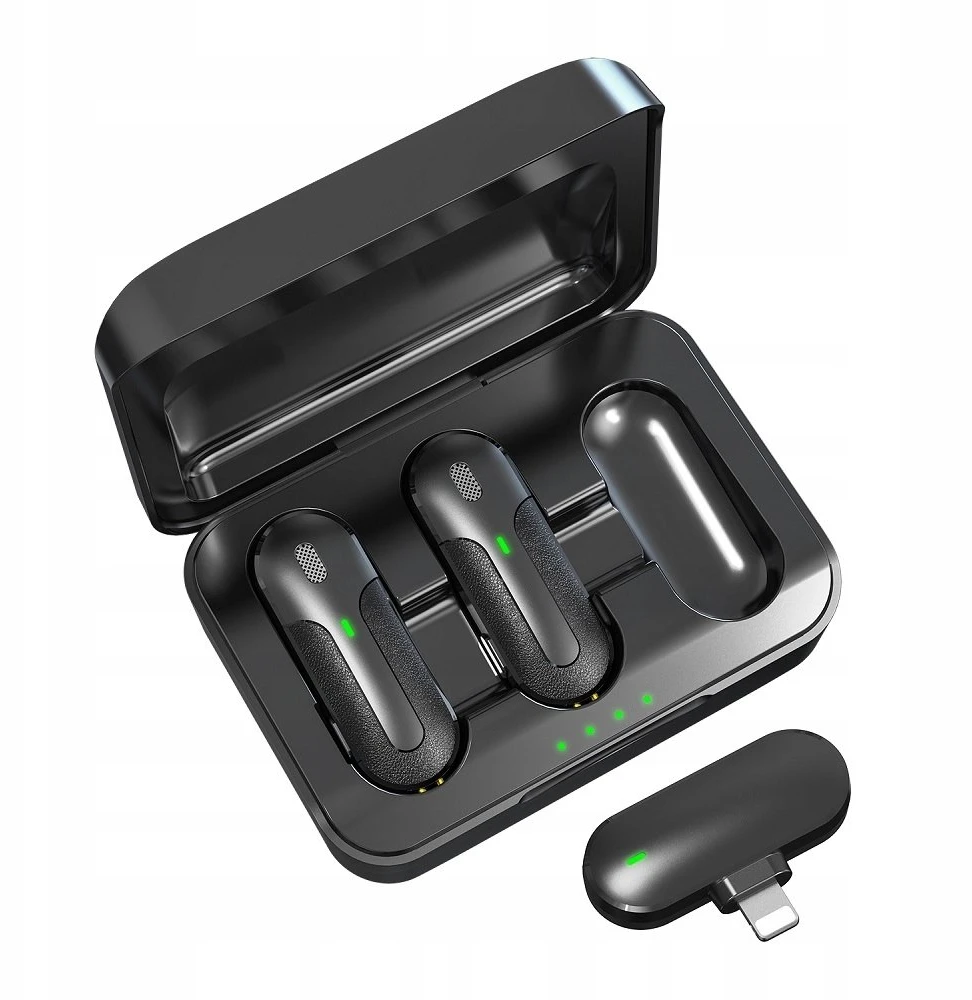 Devia mikrofonas išmaniesiems telefonams Kintone Lightning belaidis 2in1 juodas