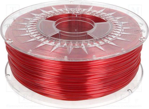 PET-G 3D siūlas raudona skaidri 1kg ritė