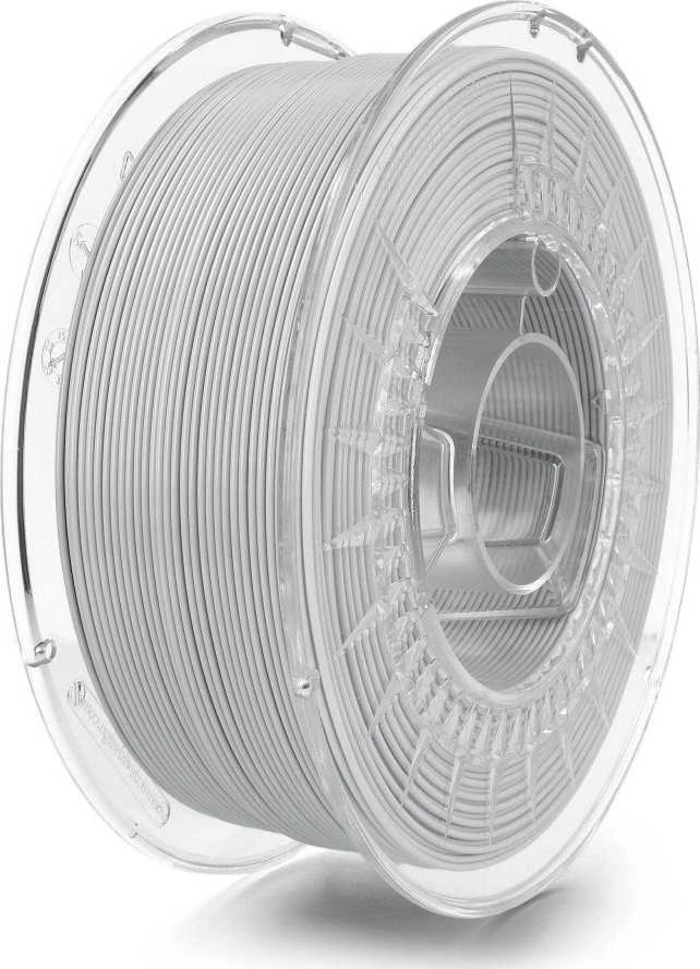 PETG 1.75 mm šviesiai pilkas siūlas ant skaidrios ritės