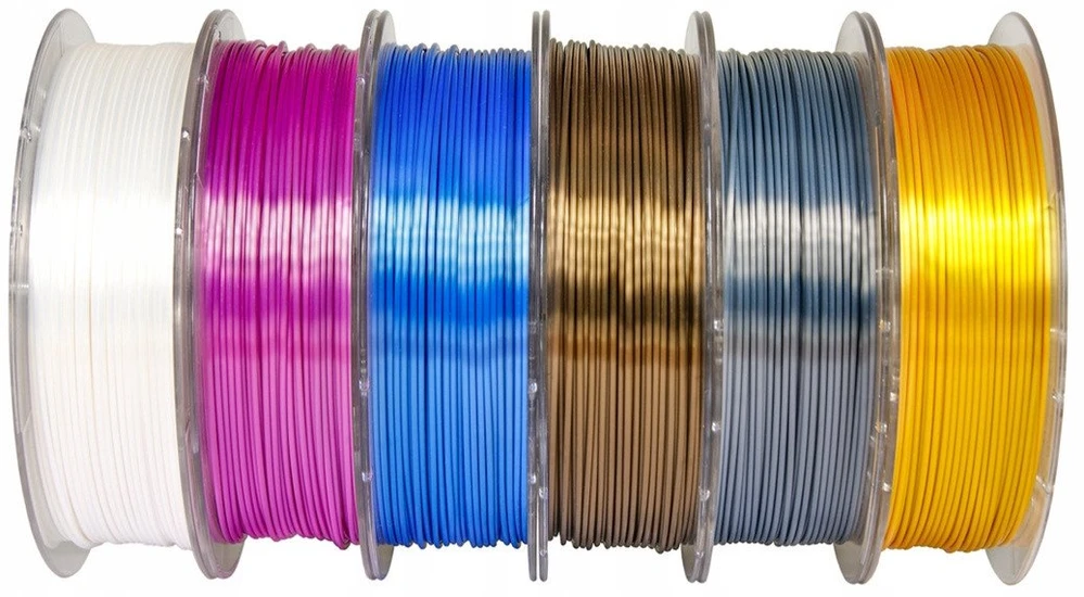 Silk PLA 3D spausdinimo gijų rinkinys, 6 įvairių spalvų ritės